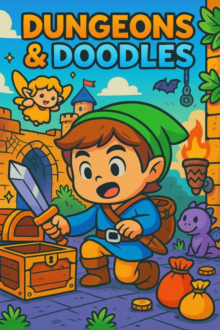 Dungeons and Doodles fantasy-themed coloring book cover
